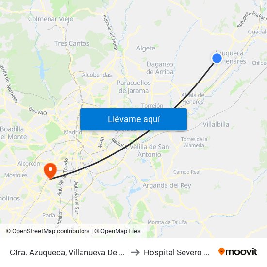 Ctra. Azuqueca, Villanueva De La Torre to Hospital Severo Ochoa map