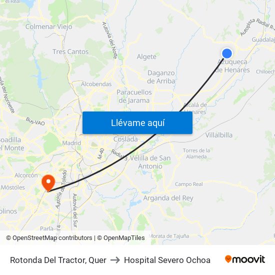 Rotonda Del Tractor, Quer to Hospital Severo Ochoa map