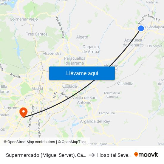 Supermercado (Miguel Servet), Cabanillas Del Campo to Hospital Severo Ochoa map