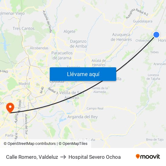 Calle Romero, Valdeluz to Hospital Severo Ochoa map