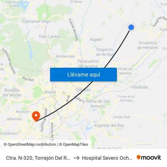 Ctra. N-320, Torrejón Del Rey to Hospital Severo Ochoa map