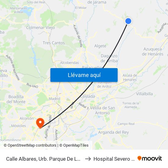 Calle Albares, Urb. Parque De Las Castillas to Hospital Severo Ochoa map