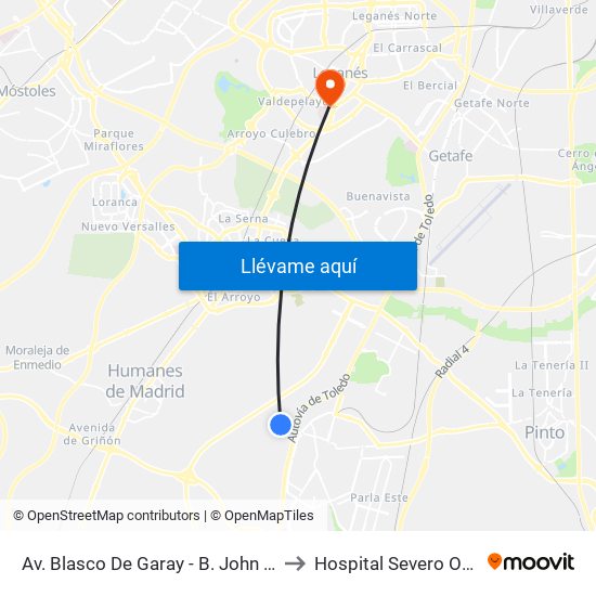 Av. Blasco De Garay - B. John Deere to Hospital Severo Ochoa map