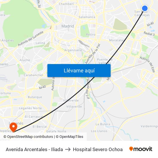 Avenida Arcentales - Iliada to Hospital Severo Ochoa map