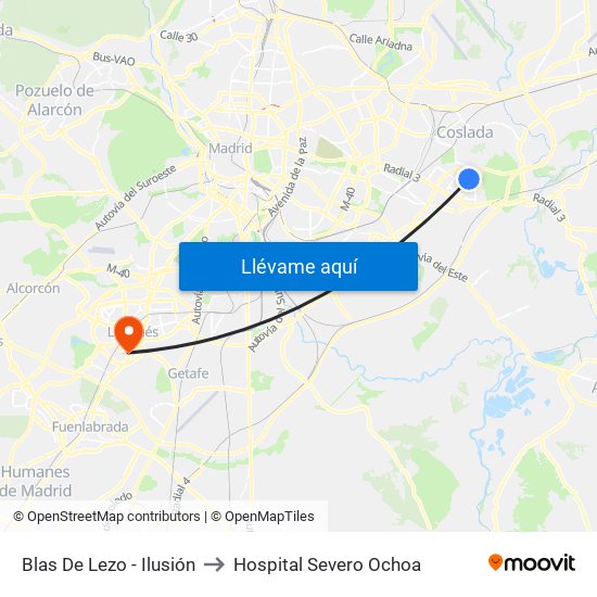 Blas De Lezo - Ilusión to Hospital Severo Ochoa map