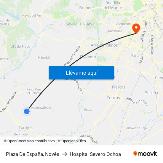 Plaza De España, Novés to Hospital Severo Ochoa map