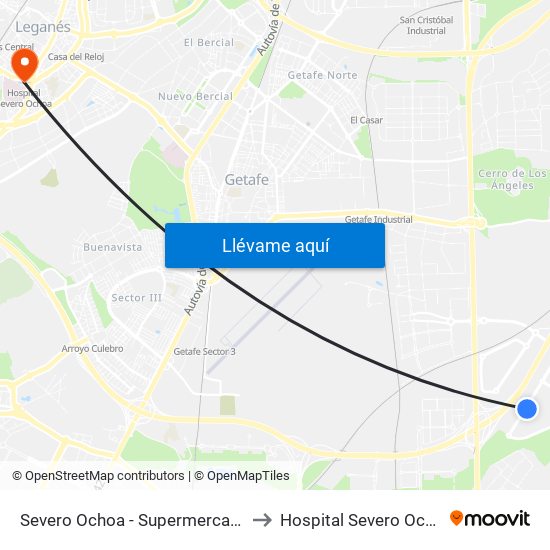 Severo Ochoa - Supermercados to Hospital Severo Ochoa map
