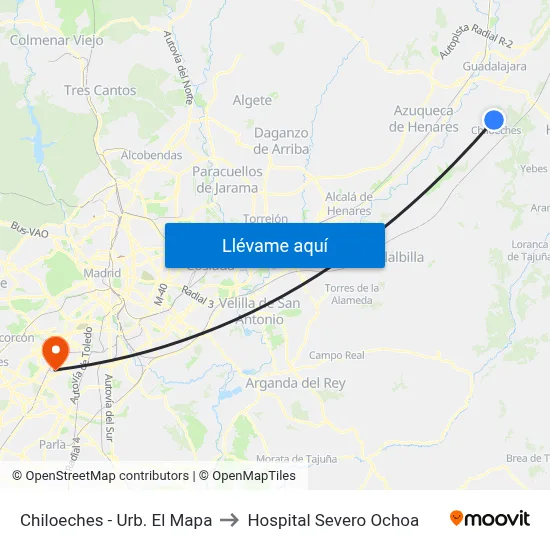 Chiloeches - Urb. El Mapa to Hospital Severo Ochoa map