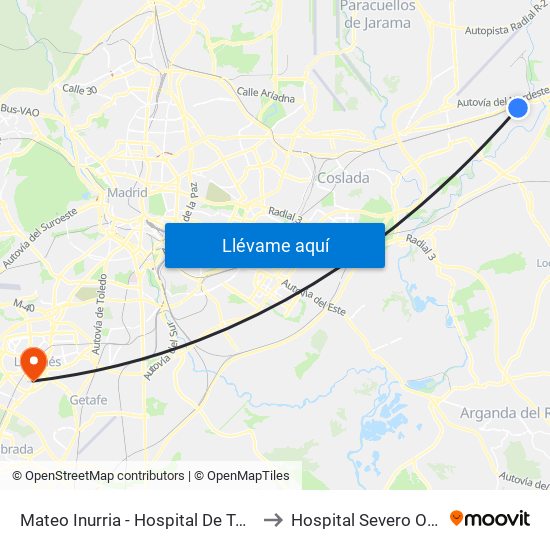 Mateo Inurria - Hospital De Torrejón to Hospital Severo Ochoa map