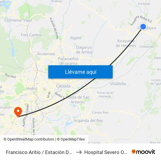 Francisco Aritio / Estación De Tren to Hospital Severo Ochoa map