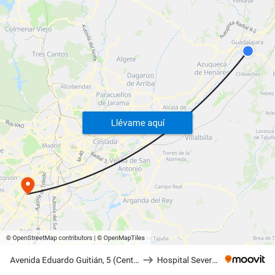 Avenida Eduardo Guitián, 5 (Centro Comercial) to Hospital Severo Ochoa map