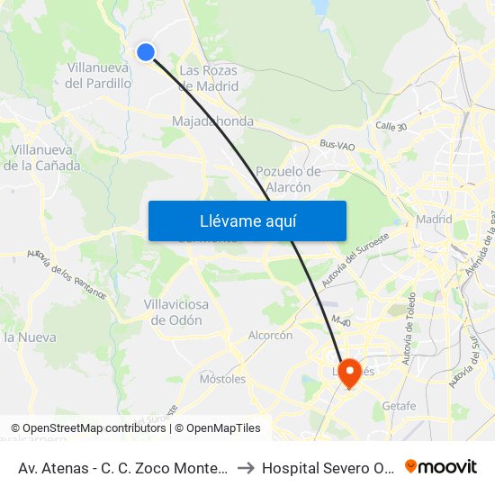 Av. Atenas - C. C. Zoco Monterrozas to Hospital Severo Ochoa map