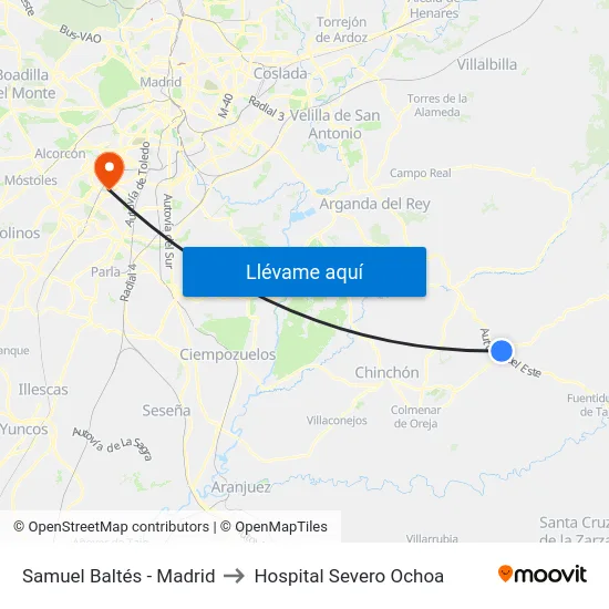 Samuel Baltés - Madrid to Hospital Severo Ochoa map
