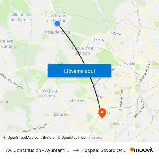 Av. Constitución - Ayuntamiento to Hospital Severo Ochoa map