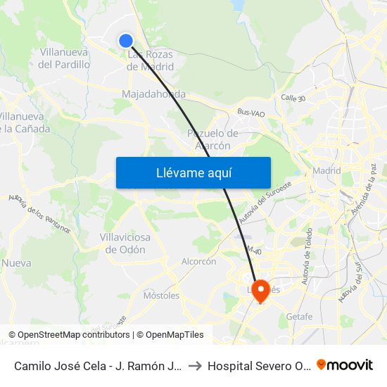 Camilo José Cela - J. Ramón Jiménez to Hospital Severo Ochoa map