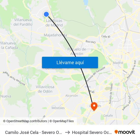 Camilo José Cela - Severo Ochoa to Hospital Severo Ochoa map