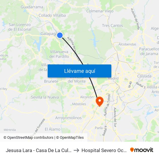 Jesusa Lara - Casa De La Cultura to Hospital Severo Ochoa map