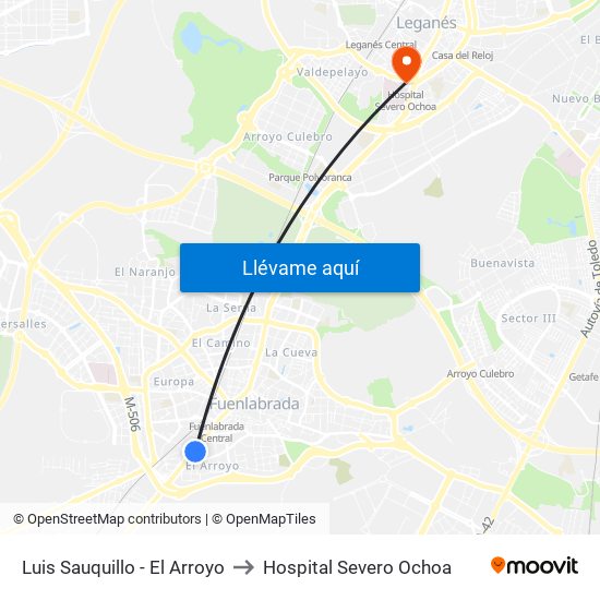 Luis Sauquillo - El Arroyo to Hospital Severo Ochoa map