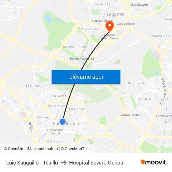 Luis Sauquillo - Tesillo to Hospital Severo Ochoa map