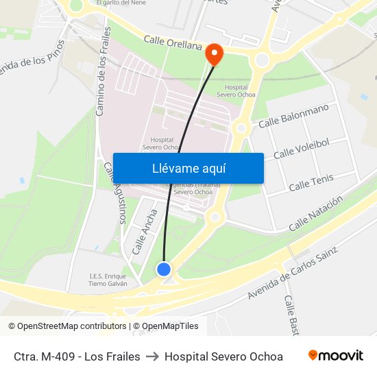 Ctra. M-409 - Los Frailes to Hospital Severo Ochoa map