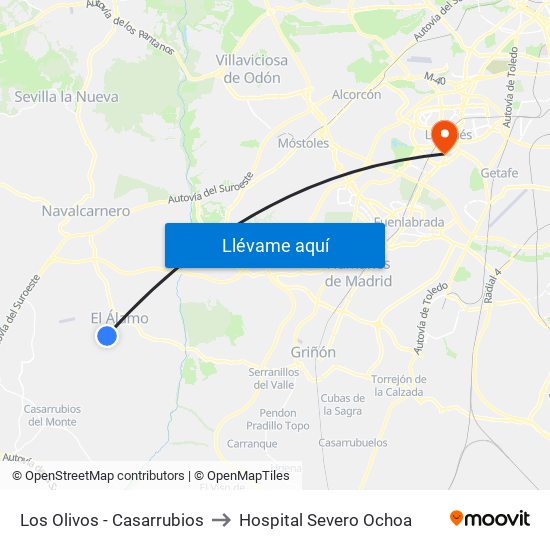 Los Olivos - Casarrubios to Hospital Severo Ochoa map