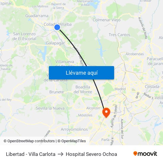 Libertad - Villa Carlota to Hospital Severo Ochoa map