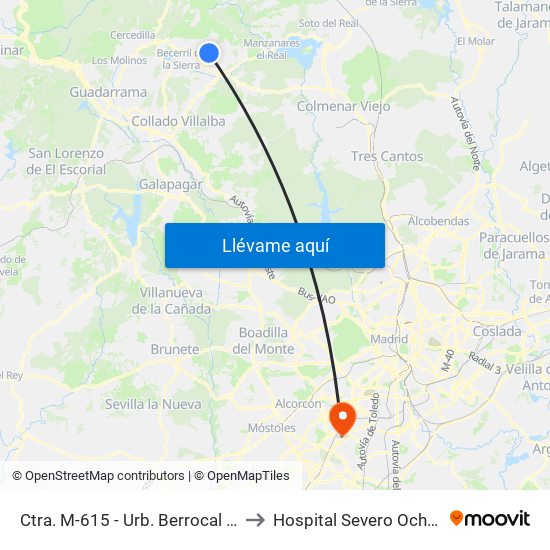 Ctra. M-615 - Urb. Berrocal IV to Hospital Severo Ochoa map