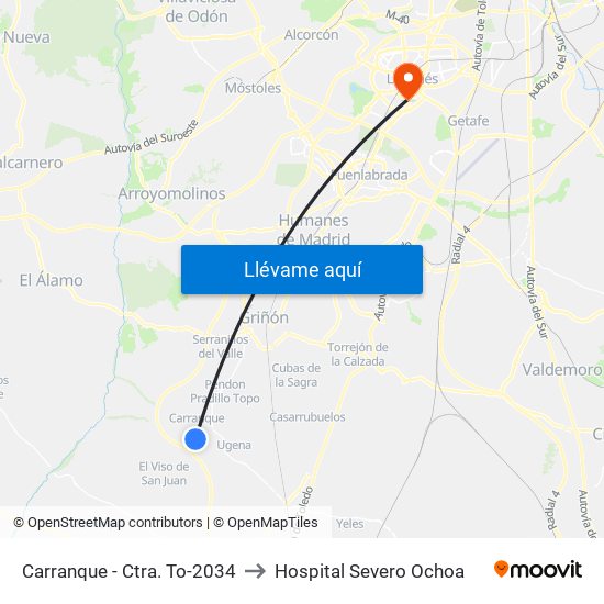Carranque - Ctra. To-2034 to Hospital Severo Ochoa map