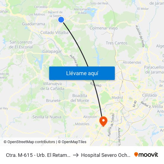 Ctra. M-615 - Urb. El Retamar to Hospital Severo Ochoa map