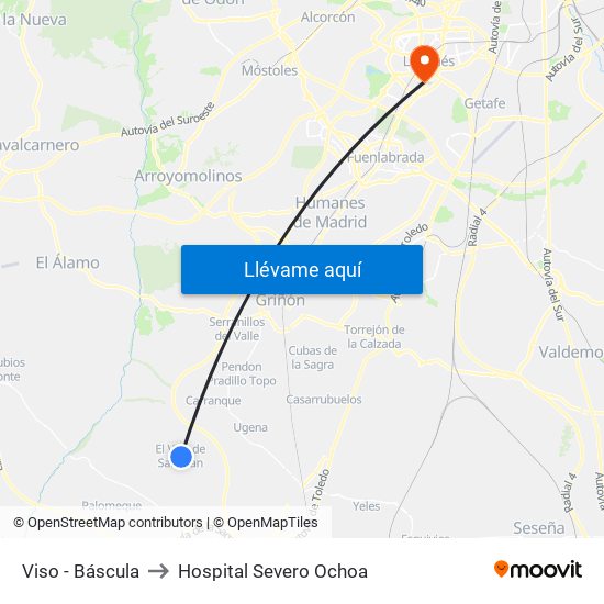 Viso - Báscula to Hospital Severo Ochoa map