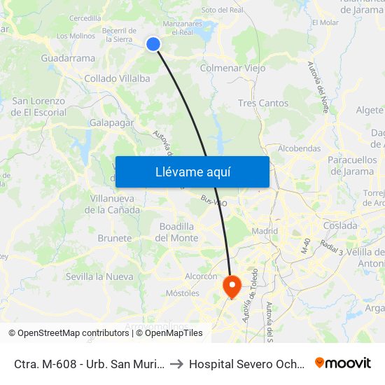 Ctra. M-608 - Urb. San Muriel to Hospital Severo Ochoa map