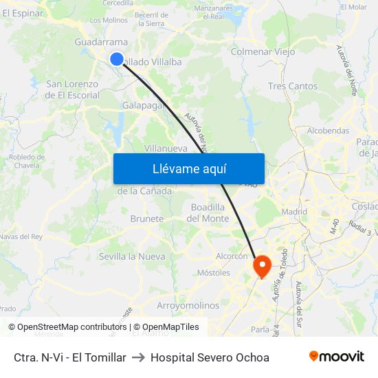 Ctra. N-Vi - El Tomillar to Hospital Severo Ochoa map