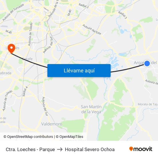 Ctra. Loeches - Parque to Hospital Severo Ochoa map