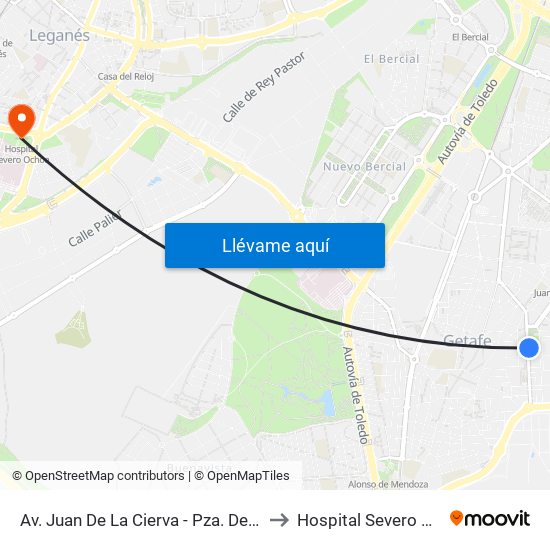 Av. Juan De La Cierva - Pza. De España to Hospital Severo Ochoa map