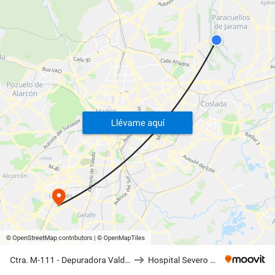 Ctra. M-111 - Depuradora Valdebebas to Hospital Severo Ochoa map