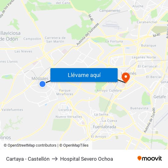 Cartaya - Castellón to Hospital Severo Ochoa map