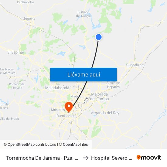 Torremocha De Jarama - Pza. Comercio to Hospital Severo Ochoa map