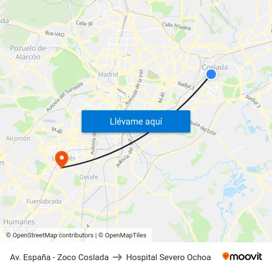 Av. España - Zoco Coslada to Hospital Severo Ochoa map