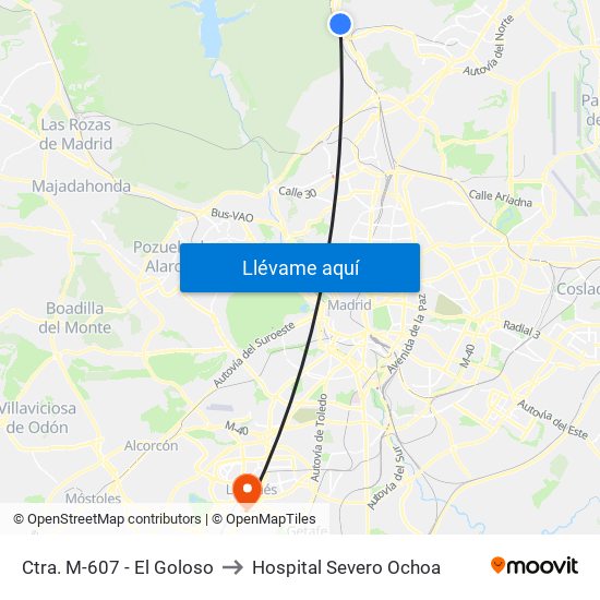 Ctra. M-607 - El Goloso to Hospital Severo Ochoa map