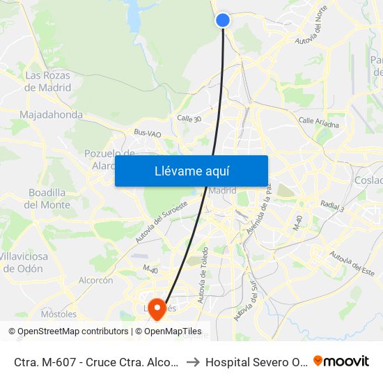 Ctra. M-607 - Cruce Ctra. Alcobendas to Hospital Severo Ochoa map