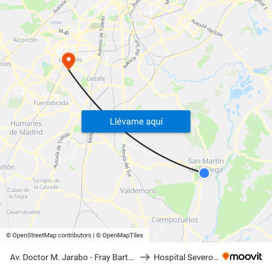 Av. Doctor M. Jarabo - Fray Bartolomé Casas to Hospital Severo Ochoa map
