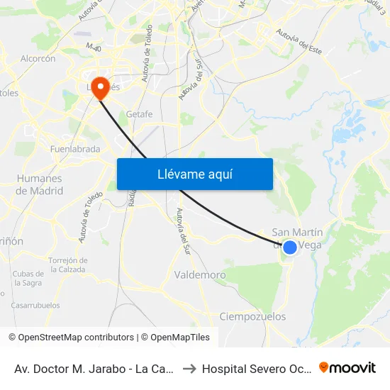 Av. Doctor M. Jarabo - La Cañada to Hospital Severo Ochoa map