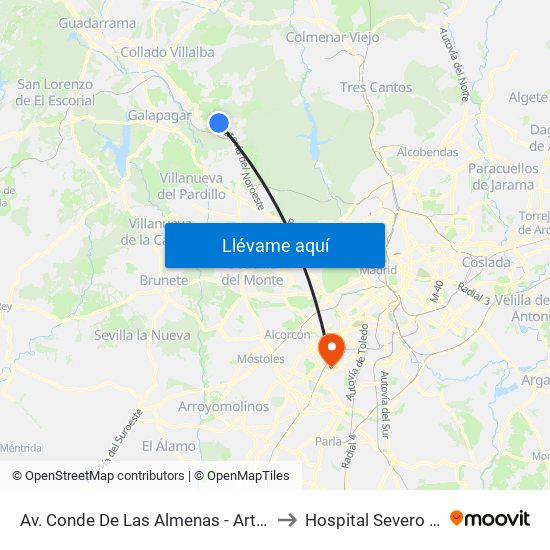 Av. Conde De Las Almenas - Arturo Pacios to Hospital Severo Ochoa map