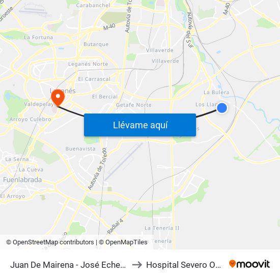 Juan De Mairena - José Echegaray to Hospital Severo Ochoa map