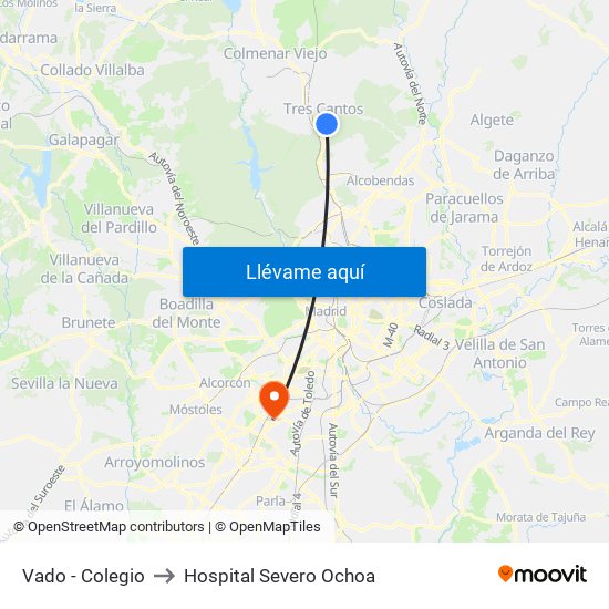 Vado - Colegio to Hospital Severo Ochoa map