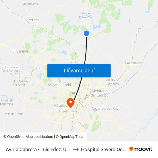 Av. La Cabrera - Luis Fdez. Urosa to Hospital Severo Ochoa map