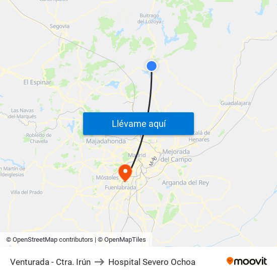 Venturada - Ctra. Irún to Hospital Severo Ochoa map