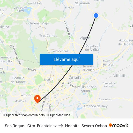 San Roque - Ctra. Fuentelsaz to Hospital Severo Ochoa map