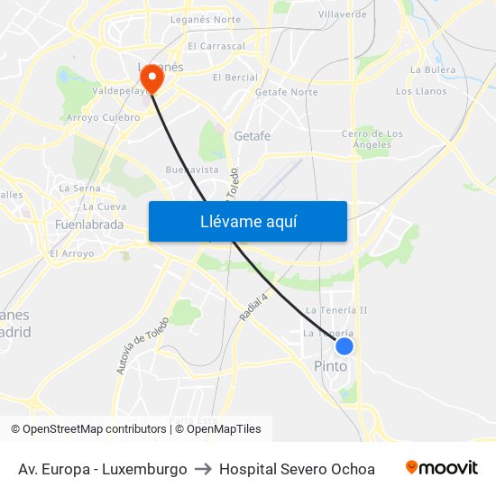 Av. Europa - Luxemburgo to Hospital Severo Ochoa map