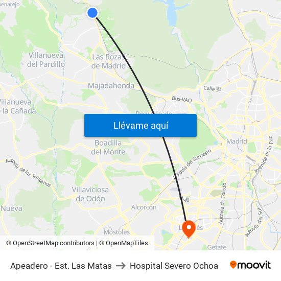 Apeadero - Est. Las Matas to Hospital Severo Ochoa map